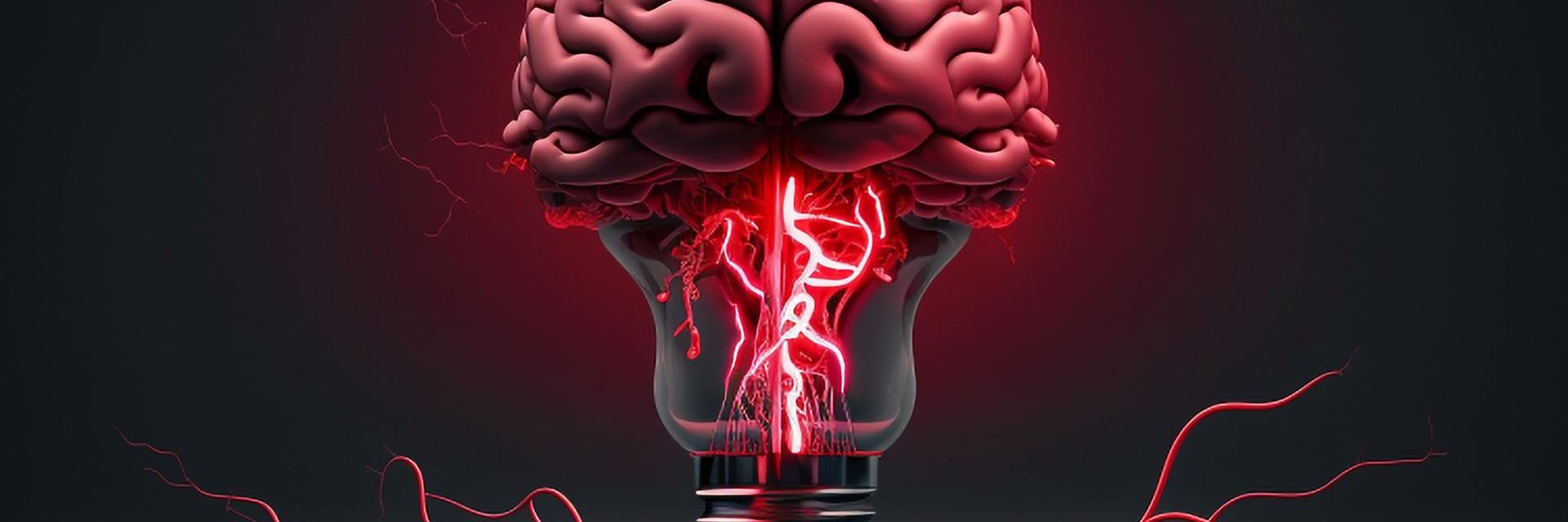 Gehirn auf Glühbirne